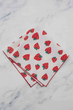 Load image into Gallery viewer, Set of two red and white patterned napkins on a marble surface