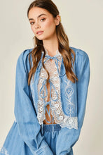 Load image into Gallery viewer, Lace Edged Tie Front Top