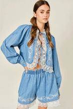Load image into Gallery viewer, Lace Edged Tie Front Top