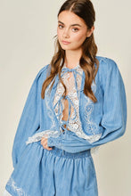 Load image into Gallery viewer, Lace Edged Tie Front Top