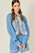 Load image into Gallery viewer, Lace Edged Tie Front Top