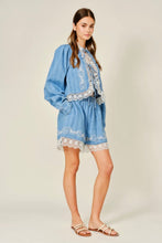 Load image into Gallery viewer, Lace Edged Tie Front Top