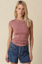 Load image into Gallery viewer, Ribbed Cap Sleeve Tee