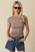 Load image into Gallery viewer, Ribbed Cap Sleeve Tee
