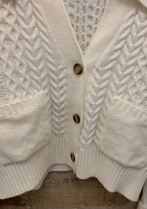 Collared Cable Knit Cardi