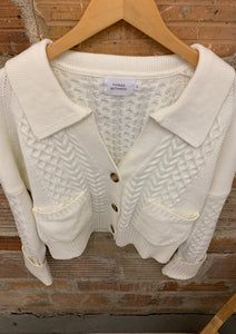 Collared Cable Knit Cardi