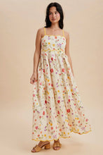 Load image into Gallery viewer, Woman wearing a floral dress on a beige background