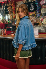 Load image into Gallery viewer, Ruffled Hem Denim Shirt
