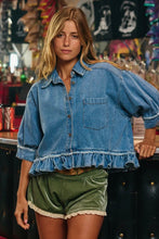 Load image into Gallery viewer, Ruffled Hem Denim Shirt