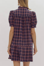 Load image into Gallery viewer, Plaid Puffed Sleeve Dress