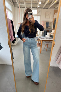 Patch Pocket Wide Leg Flares