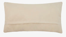 Load image into Gallery viewer, A rectangular lumbar pillow in a light beige or cream color, featuring a horizontal stitched seam across the middle, shown against a plain white background.