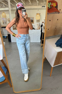 Wide Leg Cuffed Jean