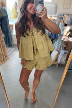Load image into Gallery viewer, Tie Front Top + Ruffled Shorts Set