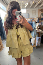 Load image into Gallery viewer, Tie Front Top + Ruffled Shorts Set