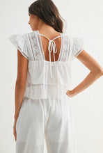 Load image into Gallery viewer, Woman wearing a white lace top and pants against a plain background