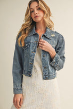 Load image into Gallery viewer, Woman wearing a denim jacket against a plain background