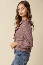Load image into Gallery viewer, Gingham Ruffled Top