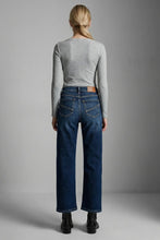 Load image into Gallery viewer, Person wearing a gray long-sleeve top and blue jeans against a plain background