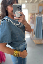 Load image into Gallery viewer, Peter Pan Collar Denim Shirt