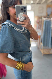 Peter Pan Collar Denim Shirt