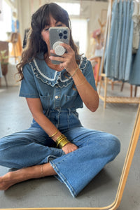 Peter Pan Collar Denim Shirt