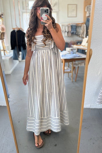 Tie Strap Striped Maxi Dress