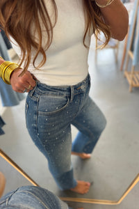 Rhinestone Wide Leg Jean