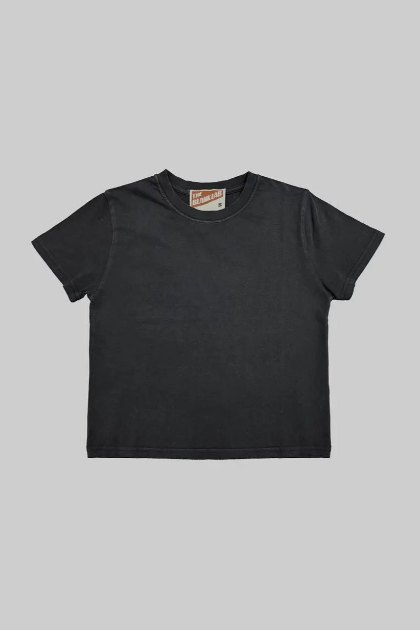 Black t-shirt on a gray background