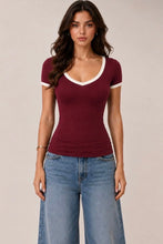 Load image into Gallery viewer, V-Neck Ringer Tee