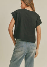 Load image into Gallery viewer, Round Neck Cuffed Sleeve Tee