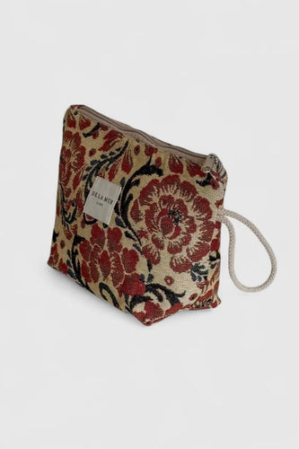 Small pouch with floral pattern on a white background