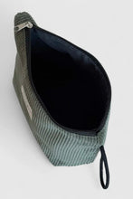 Load image into Gallery viewer, Green corduroy pouch with a zipper on a white background