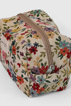 Load image into Gallery viewer, Floral-patterned cosmetic bag with a zipper on a white background