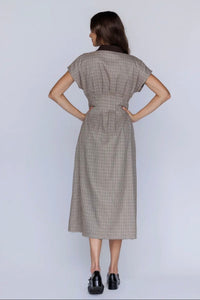 Suede Collar Midi Dress