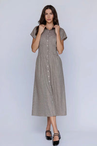Suede Collar Midi Dress