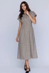 Suede Collar Midi Dress
