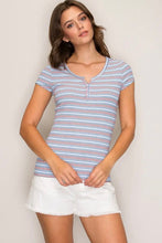 Load image into Gallery viewer, Striped Henley Tee