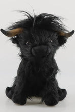 Load image into Gallery viewer, Black plush toy with horns on a white background