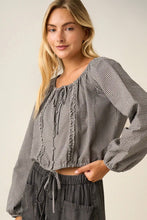 Load image into Gallery viewer, Checkered Ruffle Trim Top