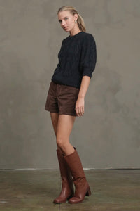 Cable Knit Pointelle Sweater