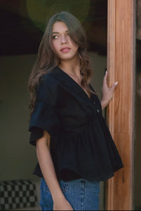 Eyelet Collared Top