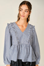 Load image into Gallery viewer, Striped Ruffle Top
