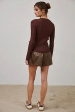 Load image into Gallery viewer, Woman wearing a brown sweater and shorts against a plain background