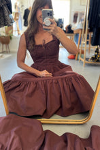 Load image into Gallery viewer, Woman wearing a brown dress in a store setting