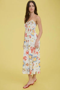 Seaside Print Midi Dress