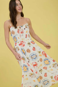Seaside Print Midi Dress