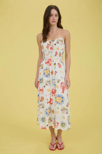 Seaside Print Midi Dress