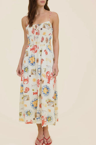 Seaside Print Midi Dress