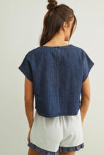 Load image into Gallery viewer, Person wearing a blue denim top and white shorts on a plain background